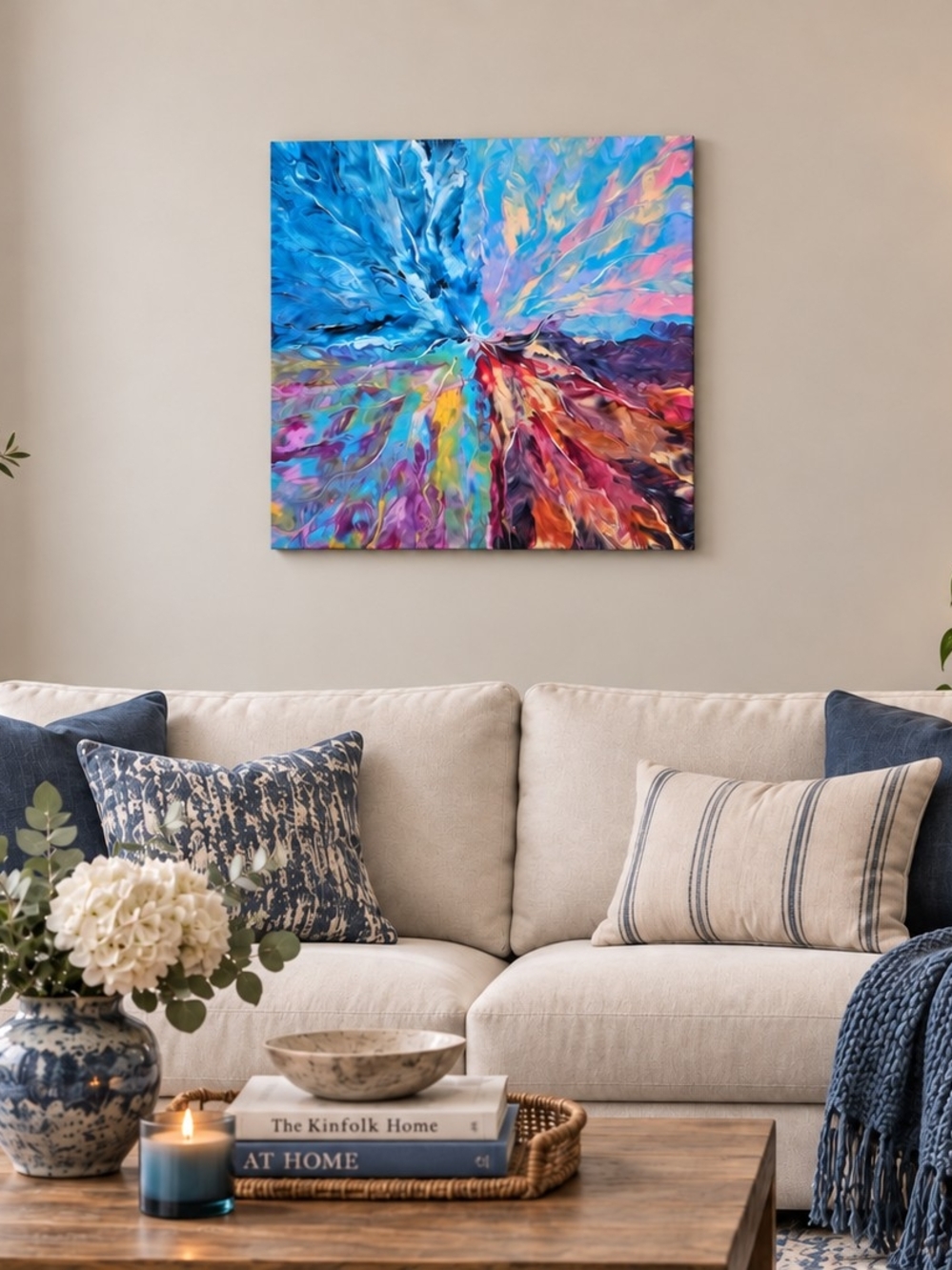 Abstract Burst Colorful Canvas Wall Art - Multicolor
